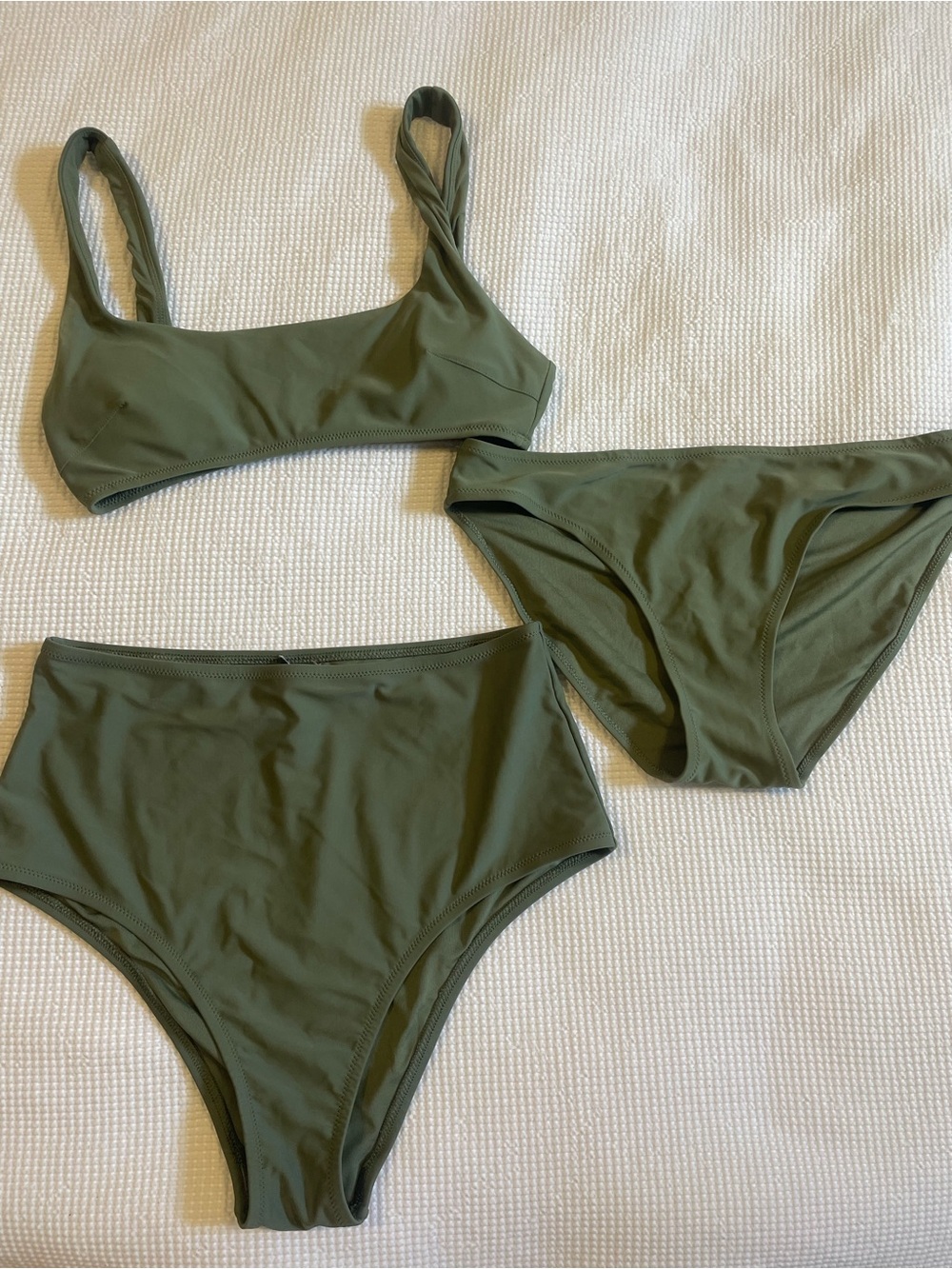 aerie Olive Green Three-Piece Bikini Set